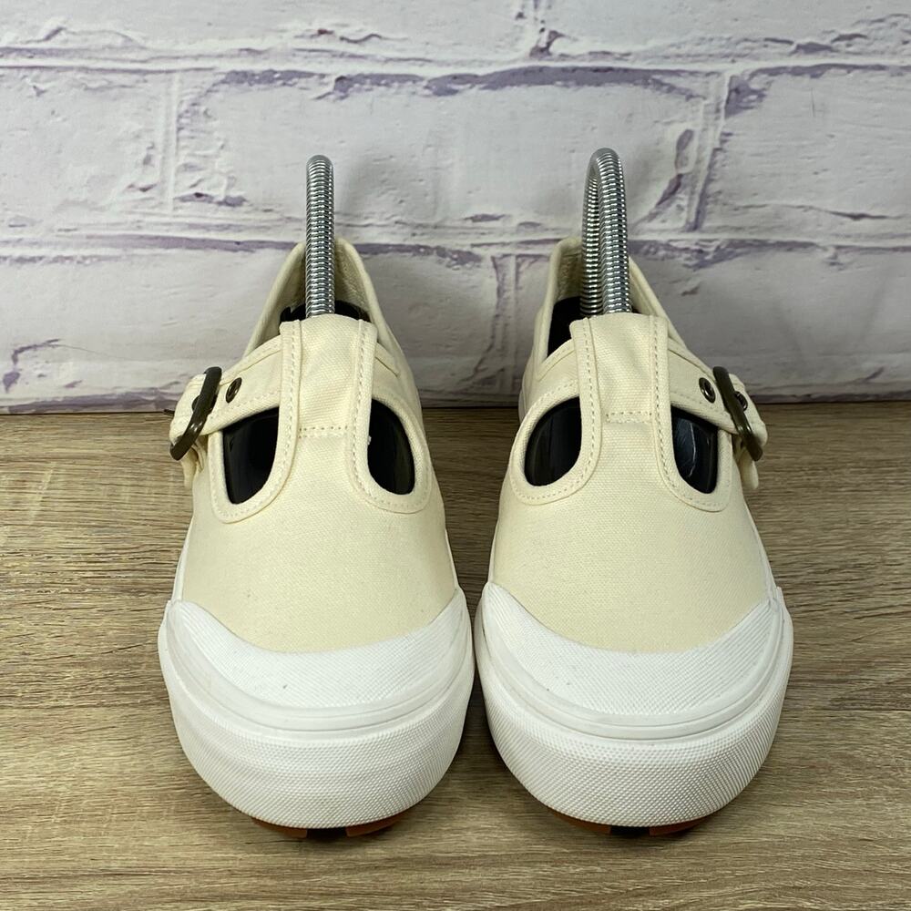Vans Mary Jane Slip On Sneakers Women's 7.5 Cream Beige Buckle Flats Loafers - Picture 2 of 8